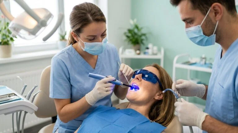 تصليب الحشوة التجميلية بالضوء الأزرق